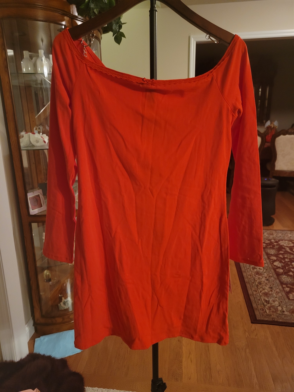 Women's Long-Sleeve Scoop Neck Top — Dk. Pink - Picture 4 of 5